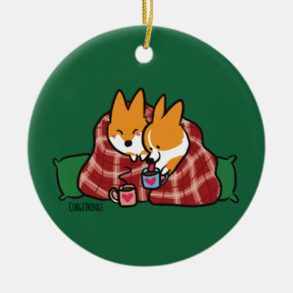 Red Pembroke Snuggle Corgi Ornament