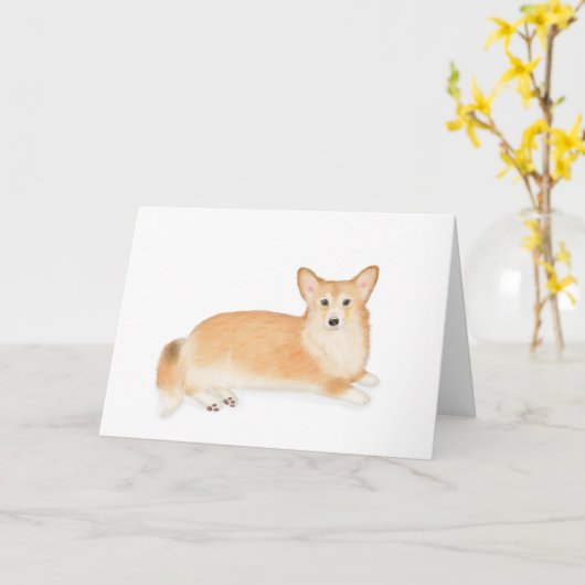Red Pembroke Welsh corgi-blanco kaart (Gele Bloem)