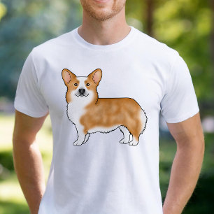 Red Pembroke Welsh Corgi Cartoon Dog Art Portret T-shirt