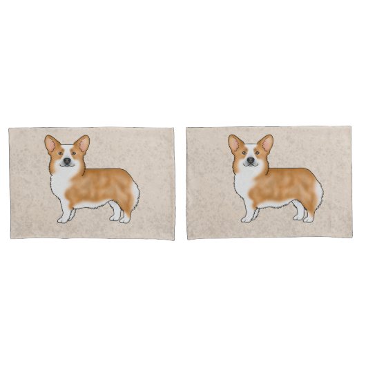 Red Pembroke Welsh Corgi Cartoon Dogs Beige Kussensloop (Voorkant-Set)