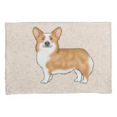 Red Pembroke Welsh Corgi Cartoon Dogs Beige Kussensloop (Voorkant-Rechts)