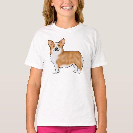 Red Pembroke Welsh Corgi Hondenras Art Design T-shirt (Voorkant)