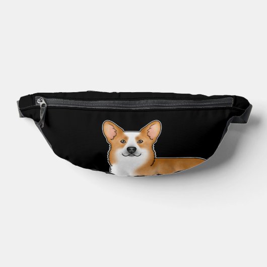 Red Pembroke Welsh Corgi Hondenras op zwart Heuptasje (Liggend)