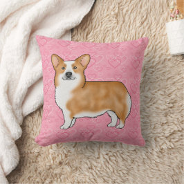 Red Pembroke Welsh Corgi Love Heart Pattern Pink Kussen