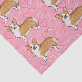 Red Pembroke Welsh Corgi Love Heart Pattern Pink Tissuepapier (Detail)