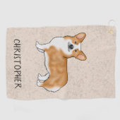 Red Pembroke Welsh Corgi Schattige Dog met aangepa Golfhanddoek (Horizontaal)