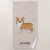 Red Pembroke Welsh Corgi Schattige Dog met aangepa Strandlaken (Voorkant)