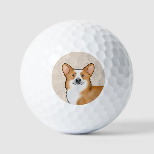 Red Pembroke Welsh Corgi Schattige hondenhoofdport Golfballen (Voorkant)