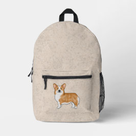 Red Pembroke Welsh Corgi Schattigee hondenillustra Bedrukte Rugzak