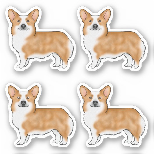 Red Pembroke Welsh Corgi Schattigee striphonden Sticker (Voorkant)