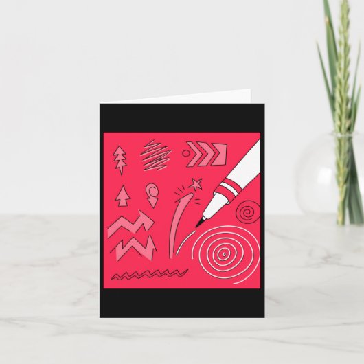 Red Pencil Kleurrijke Expressieve Digitale Kunst I Kaart (Voorkant)