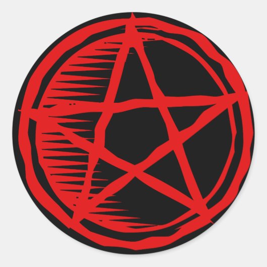 Red Pentagram Ronde Sticker (Voorkant)