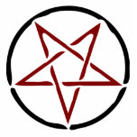Red Pentagram Staand Fotobeeldje<br><div class="desc">Rood pentagram voor ventilatoren van hekserij en occult.</div>