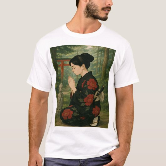 Red Peonies and Reverence T-shirt (Voorkant)