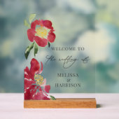 Red Peonies bruiloft welkom Acryl Bord (Neutraal)