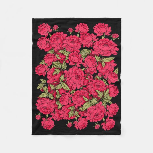 Red Peonies Fleece Deken (Voorkant)