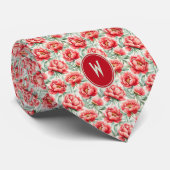 Red Peonies Floral Stropdas (Opgerold)