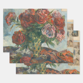 Red Peonies Flowers Paul Gaugin Art Inpakpapier Vel