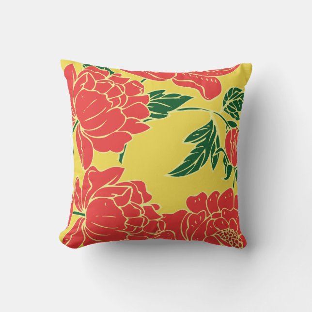 Red Peonies Kussen (Voorkant)
