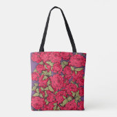 Red Peonies met gouden bladeren Tote Bag (Achterkant)