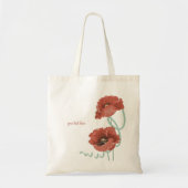 Red Peonies Personalized Canvas Bag Tote Bag (Voorkant)