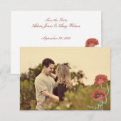 Red Peonies Wedding Save the Date Cards (Voorkant / Achterkant)