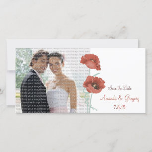 Red Peonies Wedding Save the Date Photo Cards