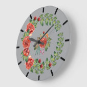 Red Peonies Wreath Clock Grote Klok (Hoek)