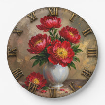 Red Peony Elegant Floral Vase Artwork