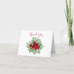 Red Peony en Roos Floral Wedding Bedankkaart
