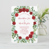 Red Peony en Roos Floral Wedding Kaart (Staand voorkant)