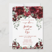 Red Peony Epiphany Luxury Wedding Invitation Suite Kaart (Voorkant)