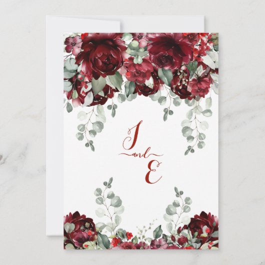 Red Peony Epiphany Luxury Wedding Invitation Suite Kaart (Achterkant)