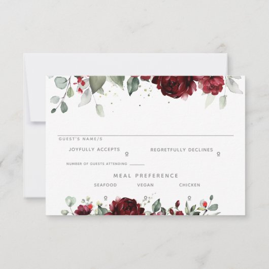 Red Peony Epiphany Meal Choice RSVP Mail Back (Achterkant)