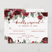 Red Peony Epiphany RSVP Kindly Resplat Briefkaart (Voorkant / Achterkant)