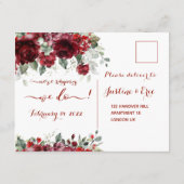 Red Peony Epiphany RSVP Kindly Resplat Briefkaart (Achterkant)
