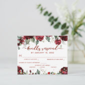 Red Peony Epiphany RSVP Kindly Resplat Briefkaart (Staand voorkant)