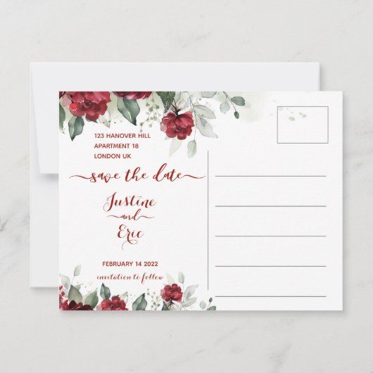 Red Peony Epiphany sla het Briefkaart Date op (Achterkant)