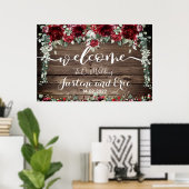 Red Peony Epiphany Wedding 24 x 36 Welkomstteken Poster (Thuiskantoor)