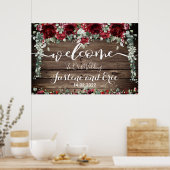 Red Peony Epiphany Wedding 24 x 36 Welkomstteken Poster (Keuken)