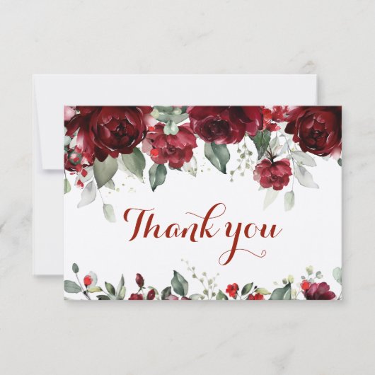 Red Peony Epiphany Wedding Bedankkaart (Voorkant)