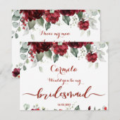 Red Peony Epiphany Wedding Bridesmaid Ask Kaart (Voorkant / Achterkant)