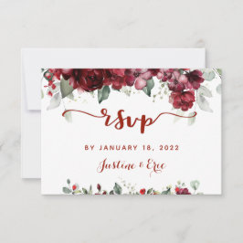 Red Peony Epiphany Wedding Mail Back RSVP Card