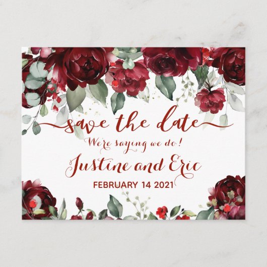 Red Peony Epiphany Wedding Save the Date Briefkaar Informatiekaartje (Voorkant)