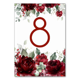Red Peony Epiphany Wedding Table Number Kaart