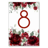 Red Peony Epiphany Wedding Table Number Kaart (Achterkant)