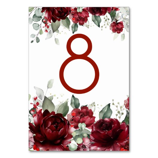 Red Peony Epiphany Wedding Table Number Kaart (Achterkant)