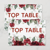 Red Peony Epiphany Wedding Top Table Number Kaart (Voorkant / Achterkant)