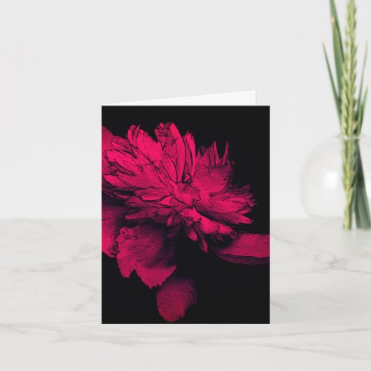 Red Peony Floral Art  Note Kaart (Voorkant)