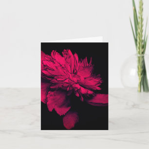 Red Peony Floral Art Note Kaart